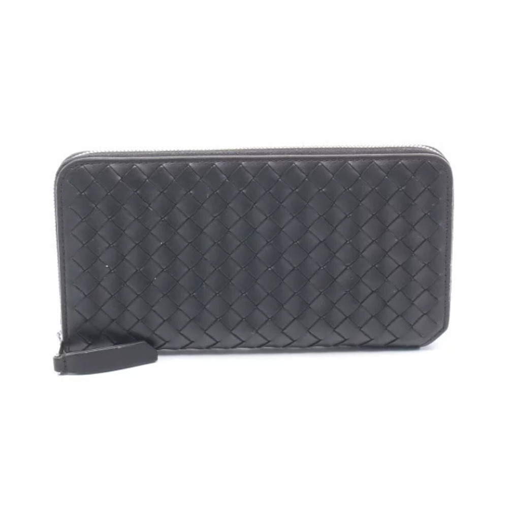 Bottega Veneta Intrecciato Piccolo Zip Around Wallet Leather Long Black